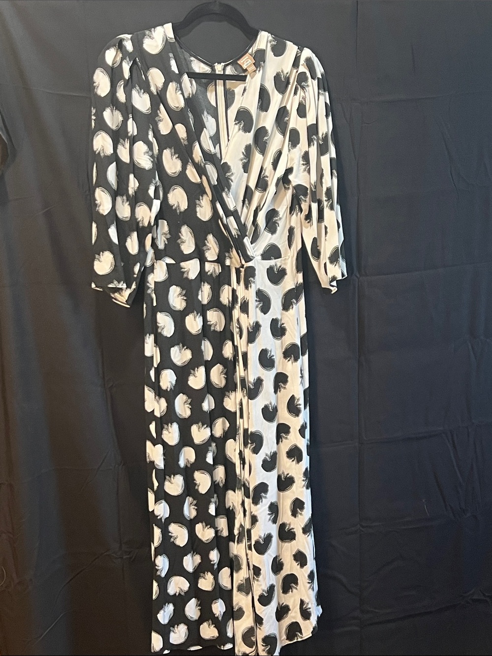 Boss Donotta Black and White Wrap Maxi Dress with Abstract Print